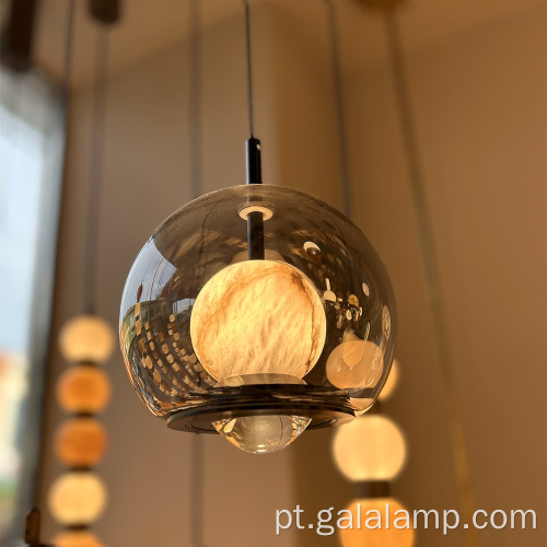 Globo LED moderno de vidro fumê de dupla camada